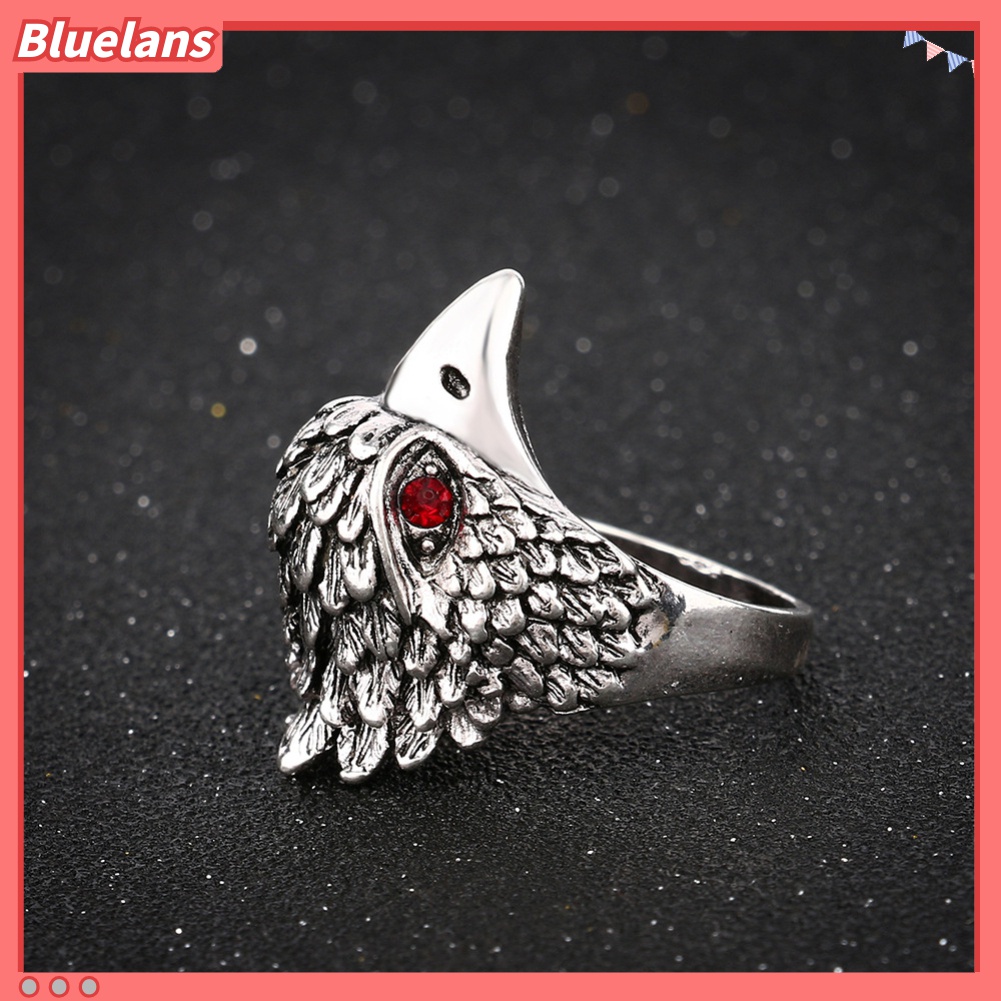 Cincin Pria Desain Kepala Elang Hias Berlian Imitasi Gaya Vintage Untuk Pesta / Hadiah