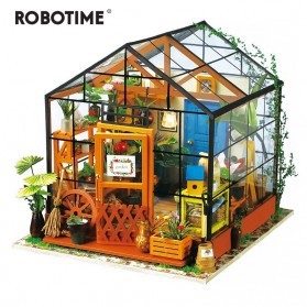 Robotime Mainan Puzzle Rakit Kayu 3D Model Green House - DG104 - Brown