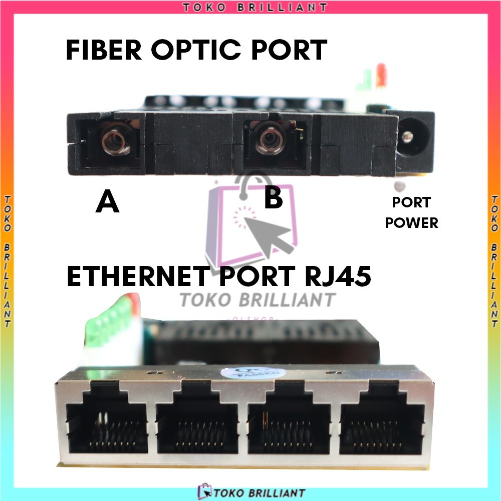 【Support POE】 2F4E Yellow PCBA  5V-12V Power input 2 Port FO - 4 Port LAN Tanpa BOX