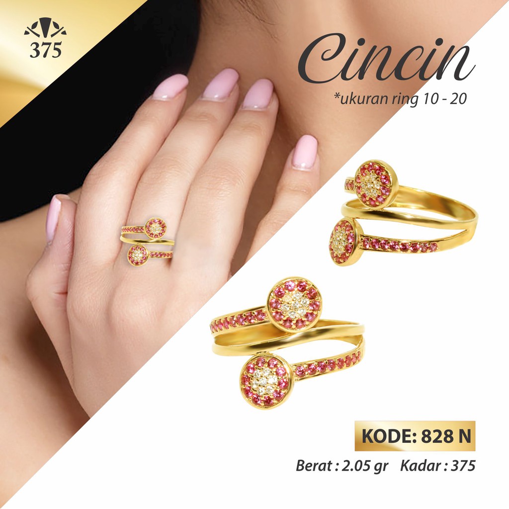 TM375 CINCIN SPIRAL BULAT EMAS ASLI