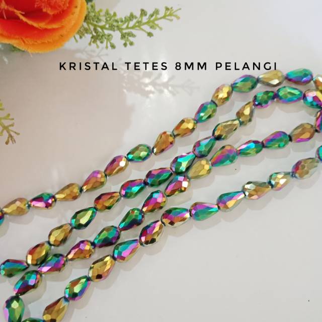 Kristal tetes 8mm pelangi