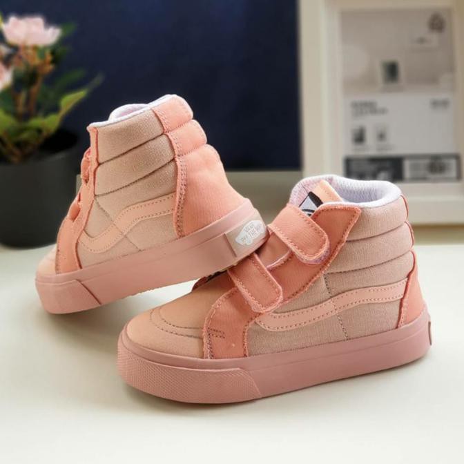 Vans High Velcro Peach Anak Import / Vans Anak / Sepatu Anak Perempuan - 21 DISKON