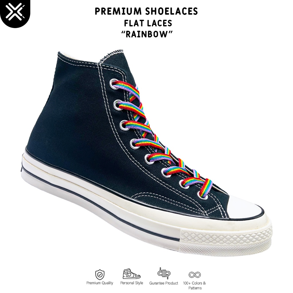 TALI SEPATU GEPENG MOTIF PELANGI RAINBOW SHOELACES | PREMIUM SHOELACES