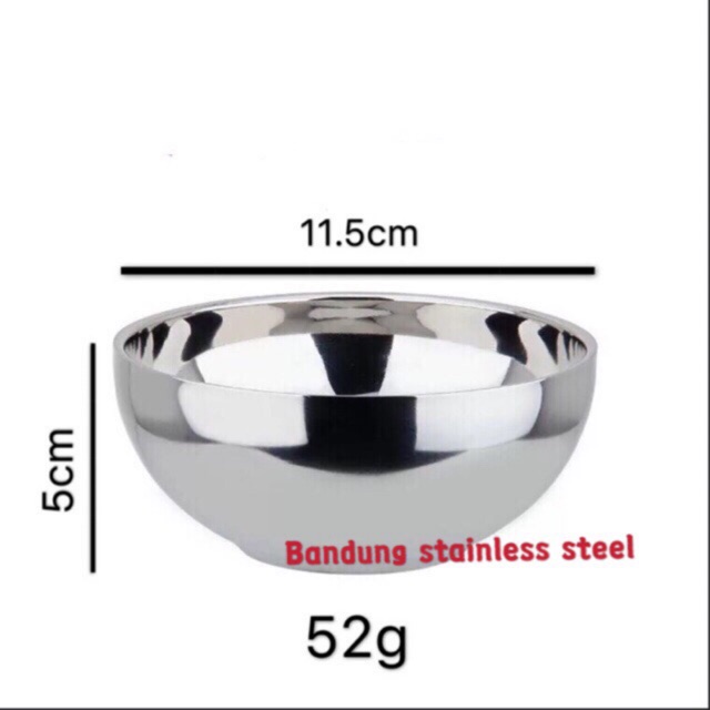 Mangkuk mangkok stainless 11.5cm China bowl 2 lapis anti panas murah b