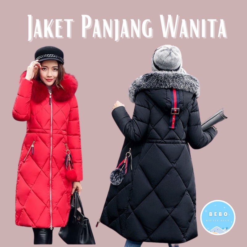 Jaket Panjang Wanita Dengan Hoodie Bulu untuk winter