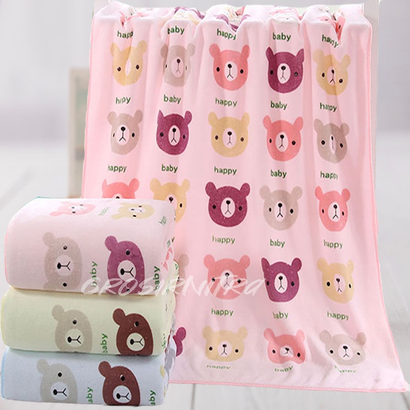 Handuk Mandi Bayi 35x75cm / 70x140cm  Murah Lembut Besar Berdaya Serap Tinggi For Baby Premium Quality Motif Bear