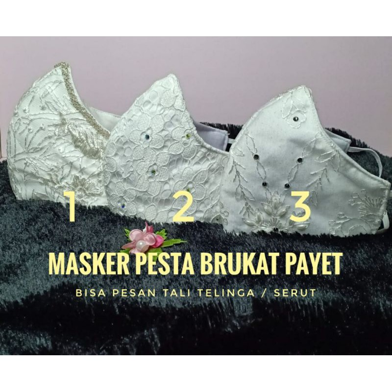 masker pesta brukat payet masker pengantin