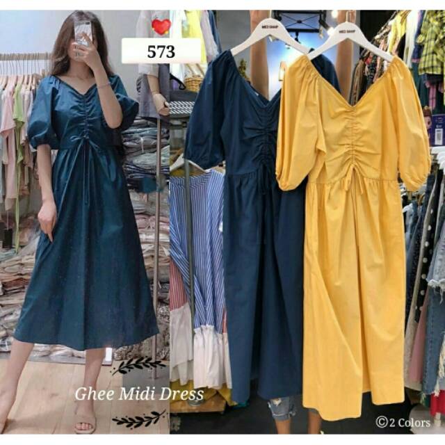 Ghee Midi Dress. Casual Long Dress Import Bangkok China. Fashion ABG Murah