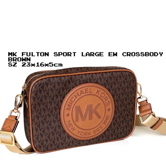 TAS MK MICHAEL KORS FULTON SIGNATURE BROWN CROSSBODY