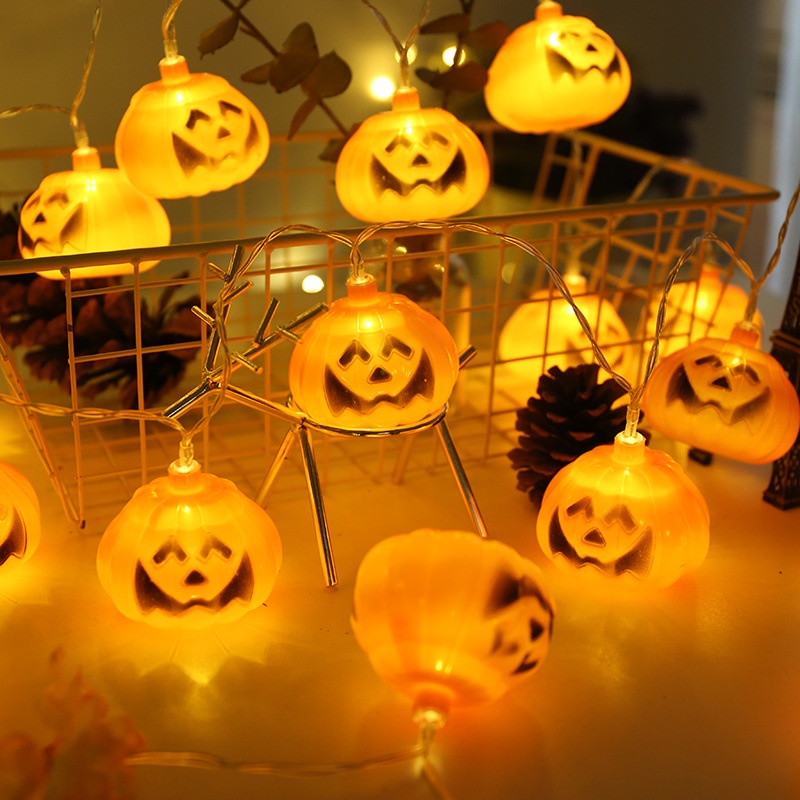 Lampu String LED Bentuk Labu Halloween Tenaga Baterai Untuk Dekorasi Paskah