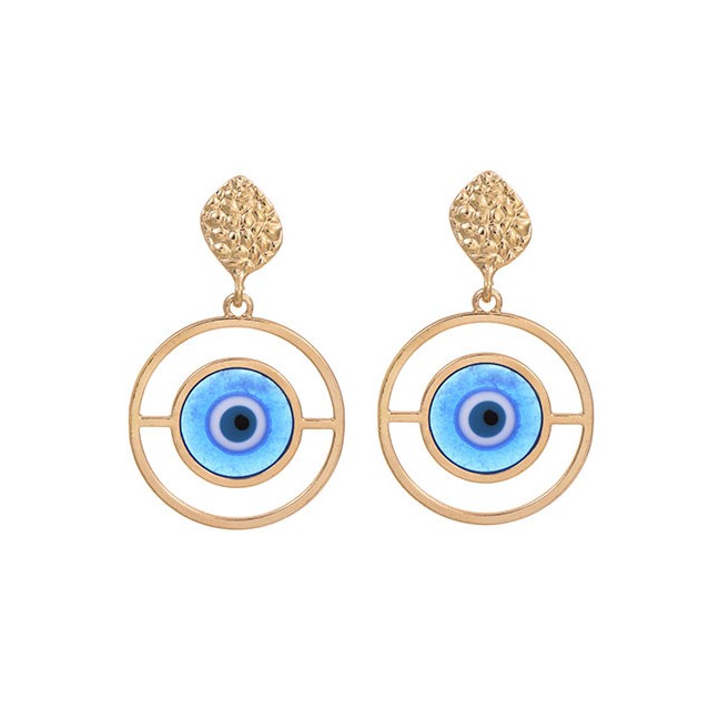 LRC Anting Tusuk Fashion Alloy Resin Eye Cutout Round Stud Earrings D96441