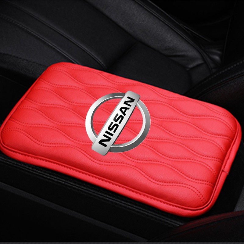 Car Armrest Pad Universal Leather Auto Center Console Storage Box Cover Mat Automobiles Waterproof Armrest Protector Cushion For Nissan Almera Grand Livina Sentra Navara Frontier Latio X-Trail Serena NV200 NV350