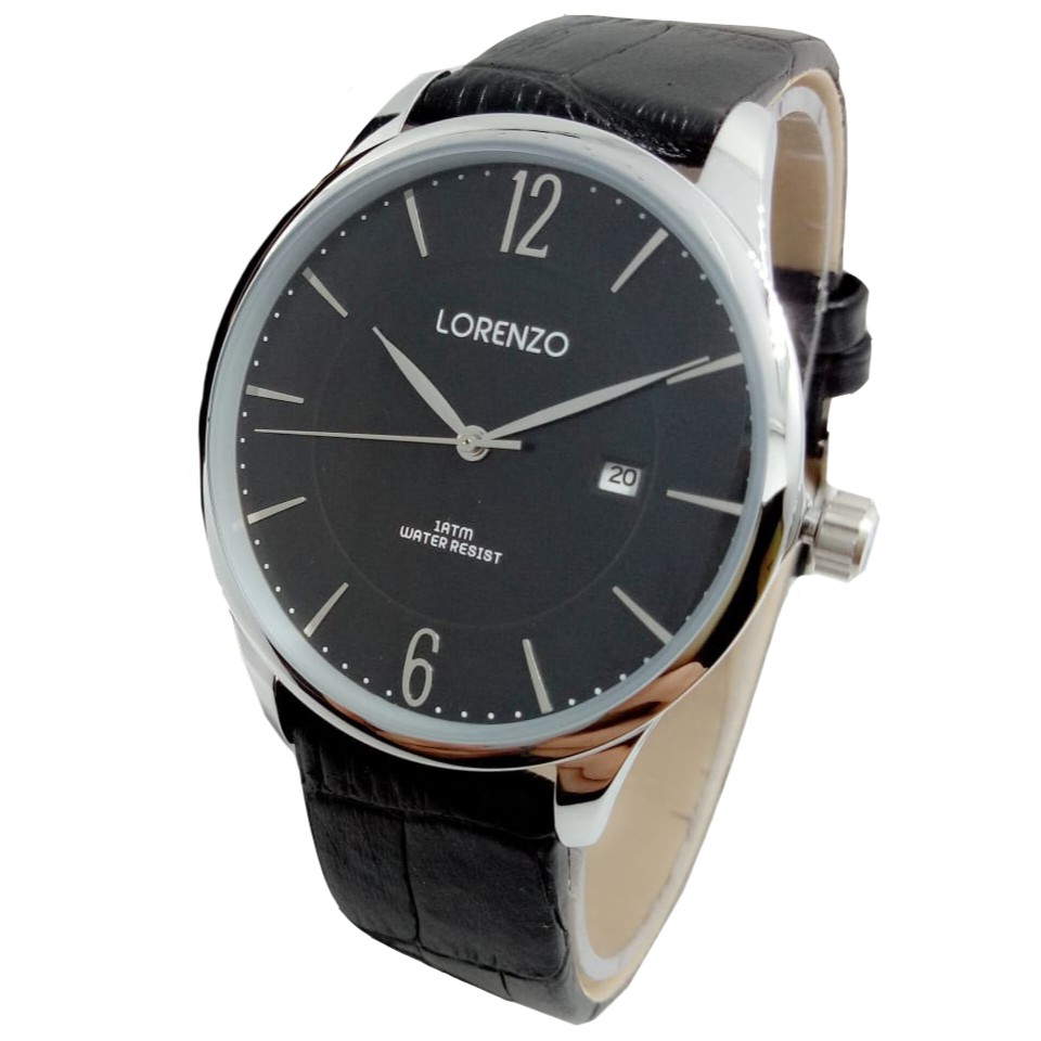 Lorenzo 1037 - Jam Tangan Pria Anti Air - Tali Kulit - Analog Quartz - Original