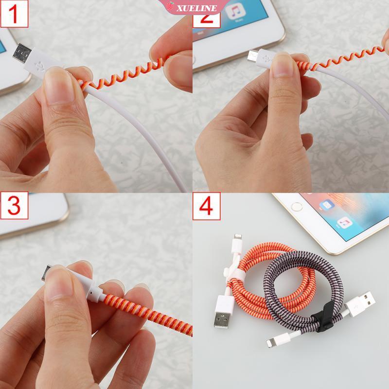 Pelindung Kabel Data / Earphone USB 1.4M Untuk Iphone / Android