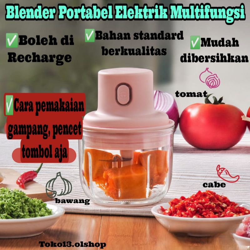 Chopper Mini Potable USB Blender Mini Serbaguna//Mesin Penumbuk Bawang Putih