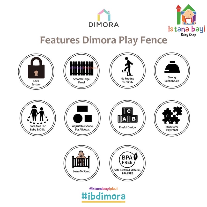 Dimora Fence PLAY 8 + 2 - Pink &amp; White Color Panel - Pagar pengaman anak