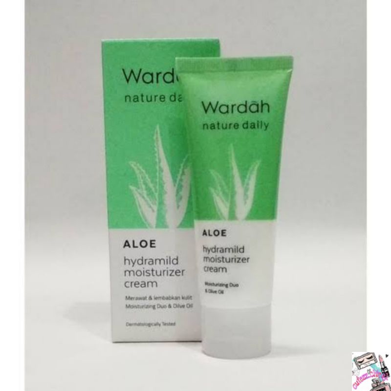 ☃Cutezz_Ching1☃Wardah Nature Daily Aloe Hydramild Moisturizer Cream 40ml - pelembab dengan olive oil