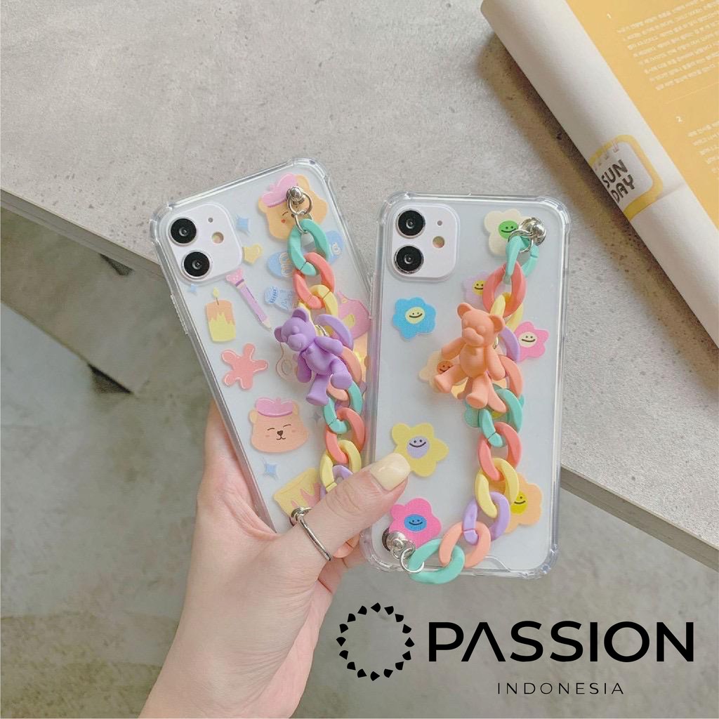 BEAR CHAIN CASE iPhone 12 12Pro 12ProMax 11 11Pro 11ProMax 7 8 Plus X XS Max XR Case Sling 3D Tali