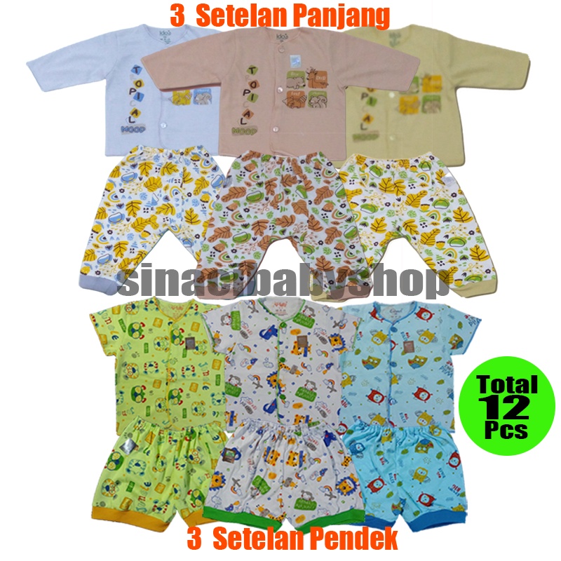 3 pcs setelan panjang 3pcs setelan pendek baju bayi baru lahir 0-3- 6 bln #baju#bayibarulahir setela