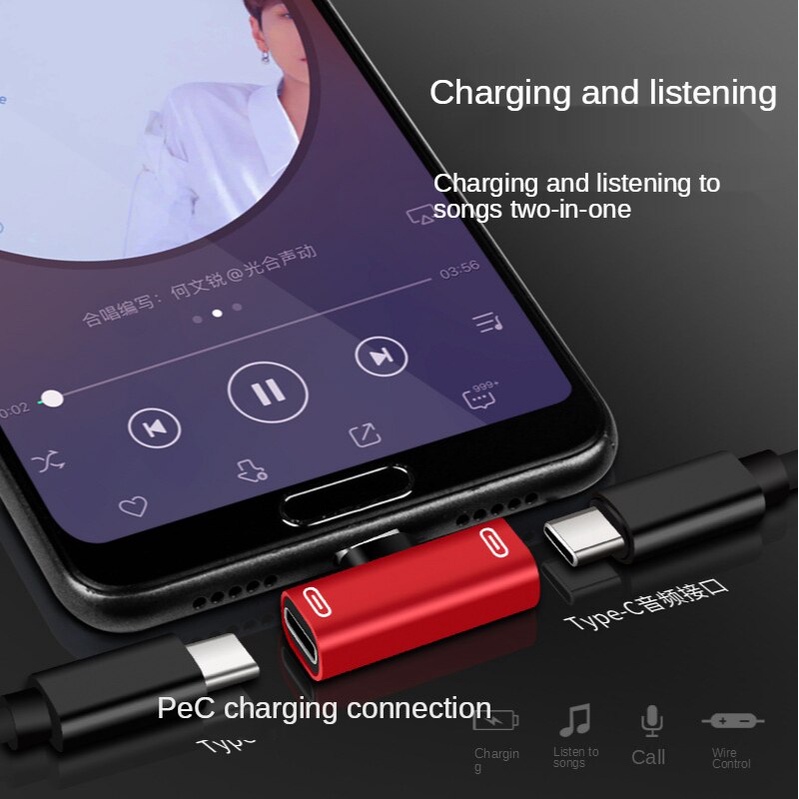 [ 2 In 1 Dual Type-c audio converter For  Xiaomi Redmi Huawei Android phone ]