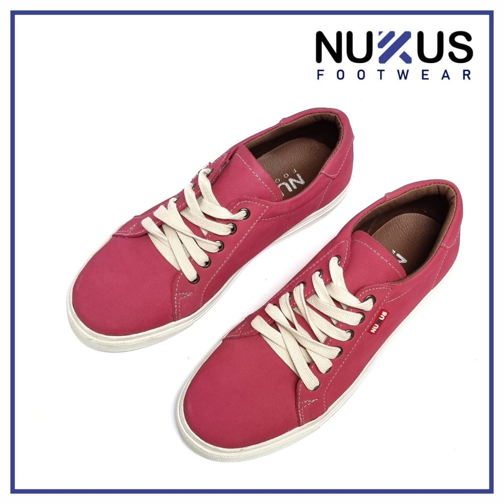 Nukus Sepatu Wanita Sneakers Tali Kulit Sapi Asli Pink - NKT W