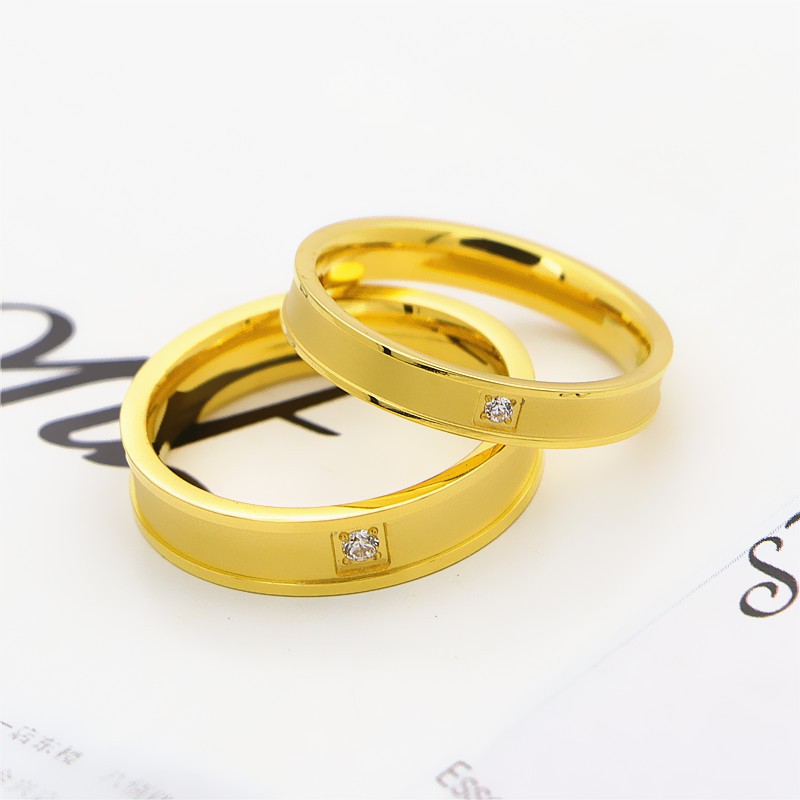 [BEST SELLER] Cincin Couple titanium  C062 / Tunangan / Nikah / Kawin Titanium Anti Karat Mata Satu