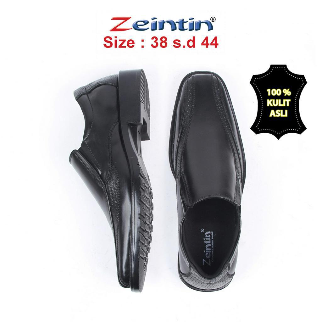 Zeintin - Sepatu Pantofel Pria Bahan Kulit Sapi Asli | Pantofel | Sepatu Pria | Sepatu Kulit Kerja | Sepatu Kuliah | Sepatu Pantofel Hitam Pria Formal Kantor Leather Zeintin AJ