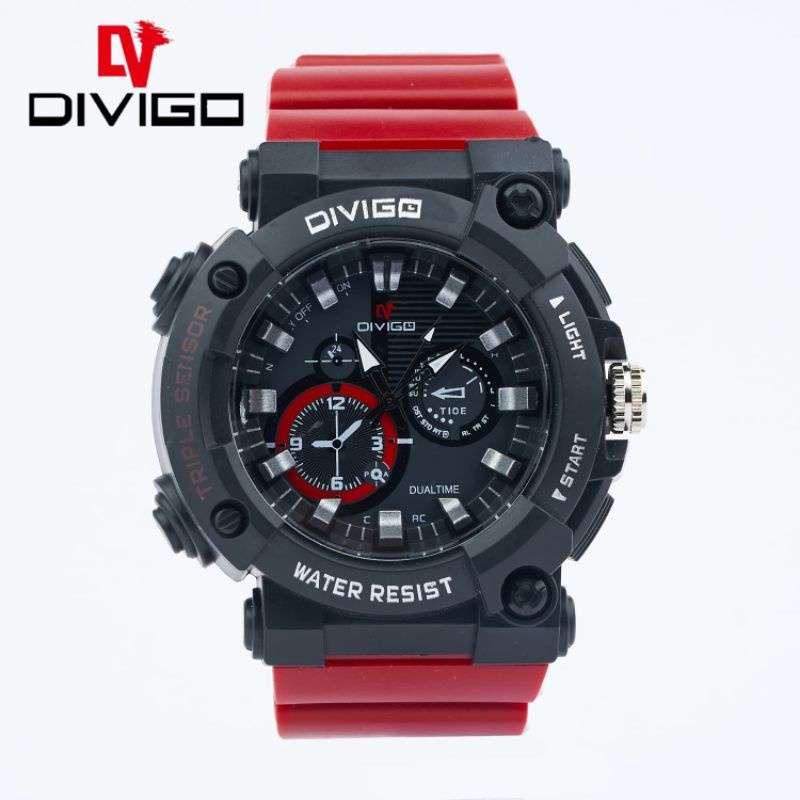 (Terima Cod)Jam Tangan Pria Divigo Sensor Anti Air/Water Resist Strap Rubber/Karet(Dikirim Jakarta)