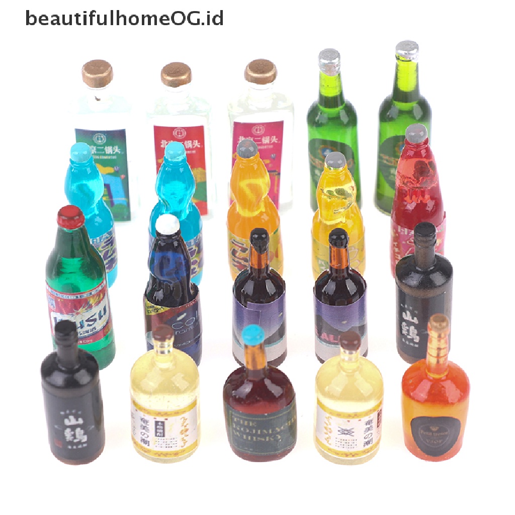 / Beautifulhomeog.id / 20Pcs / Set Mainan Miniatur Botol Minuman Skala 1: 12 Untuk Aksesoris Dapur Rumah Boneka