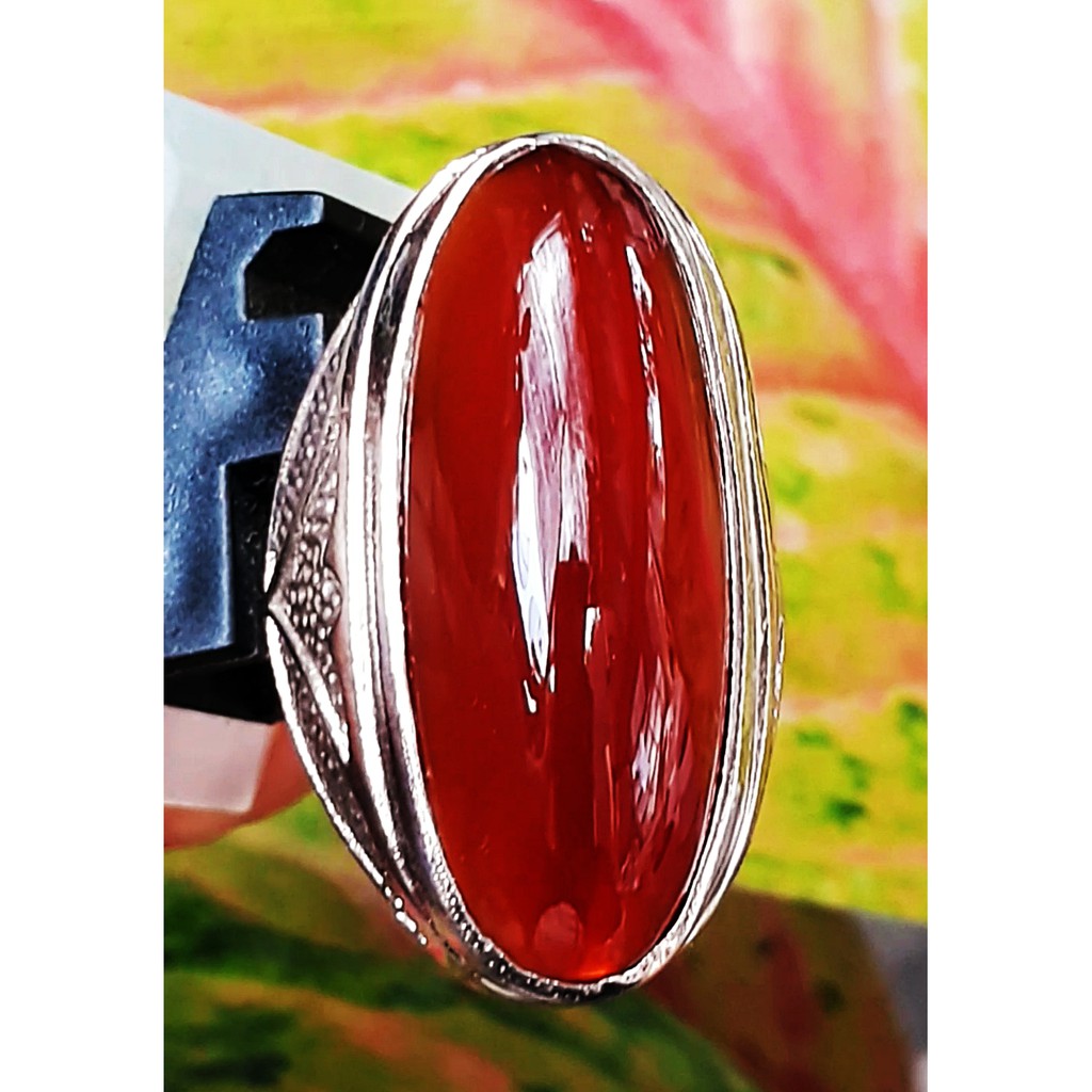 OBI MERAH batu akik natural bacan obi merah super size jumbo 35mm