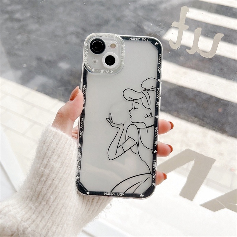 Soft Case Tpu Motif Anime Princess Line Compatible for iPhone 11 Pro Max iPhone 14 13 12 Pro Max X Xr Xs Se 2020 Max 7plus 8plus 8 7 6 6s plus Anime Princess Line TPU Soft Silicone Phone Protective Back Cover