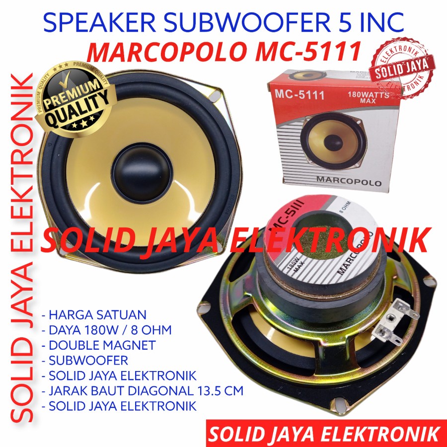 SPEAKER 5 INC SUBWOOFER MARCOPOLO MC-5111 MC5111 SUB DOUBLE MAGNET SUBWOFER VOKAL MC 5111 INCH IN  5INC 5IN 5INCH 5&quot; MARCOPLO ASLI ORIGINAL