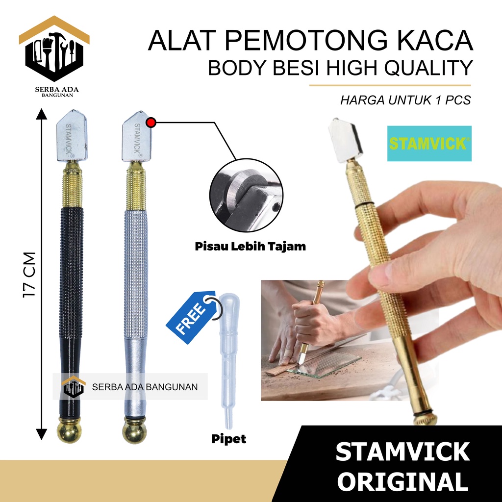 (Promo Termurah) Pisau Potong Kaca Gagang Besi l Oil Cutter l Pemotong Kaca