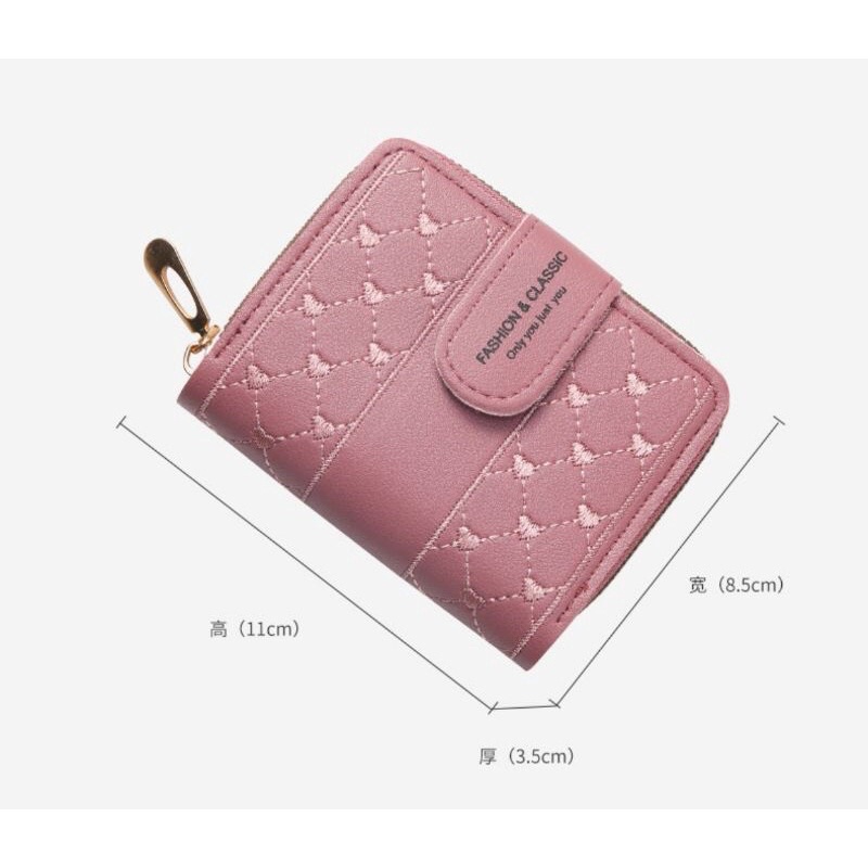 ( GS ) DOMPET WANITA / DOMPET PENDEK LIPAT WANITA  RESTLETING MOTIF LOVE BORDIR