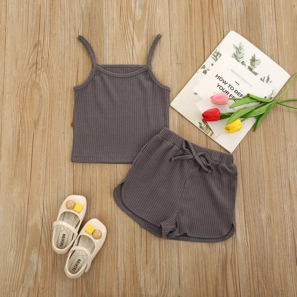 BEFAST - Set anak Luciana / Setelan Anak Lucu / Pakaian Anak-Anak Perempuan / Oneset Keluaran Terbaru 2022 / Set Atasan Tanktop+Celana Pendek / Fashion Casual Anak-Anak perempuan / Oneset Polos Santai