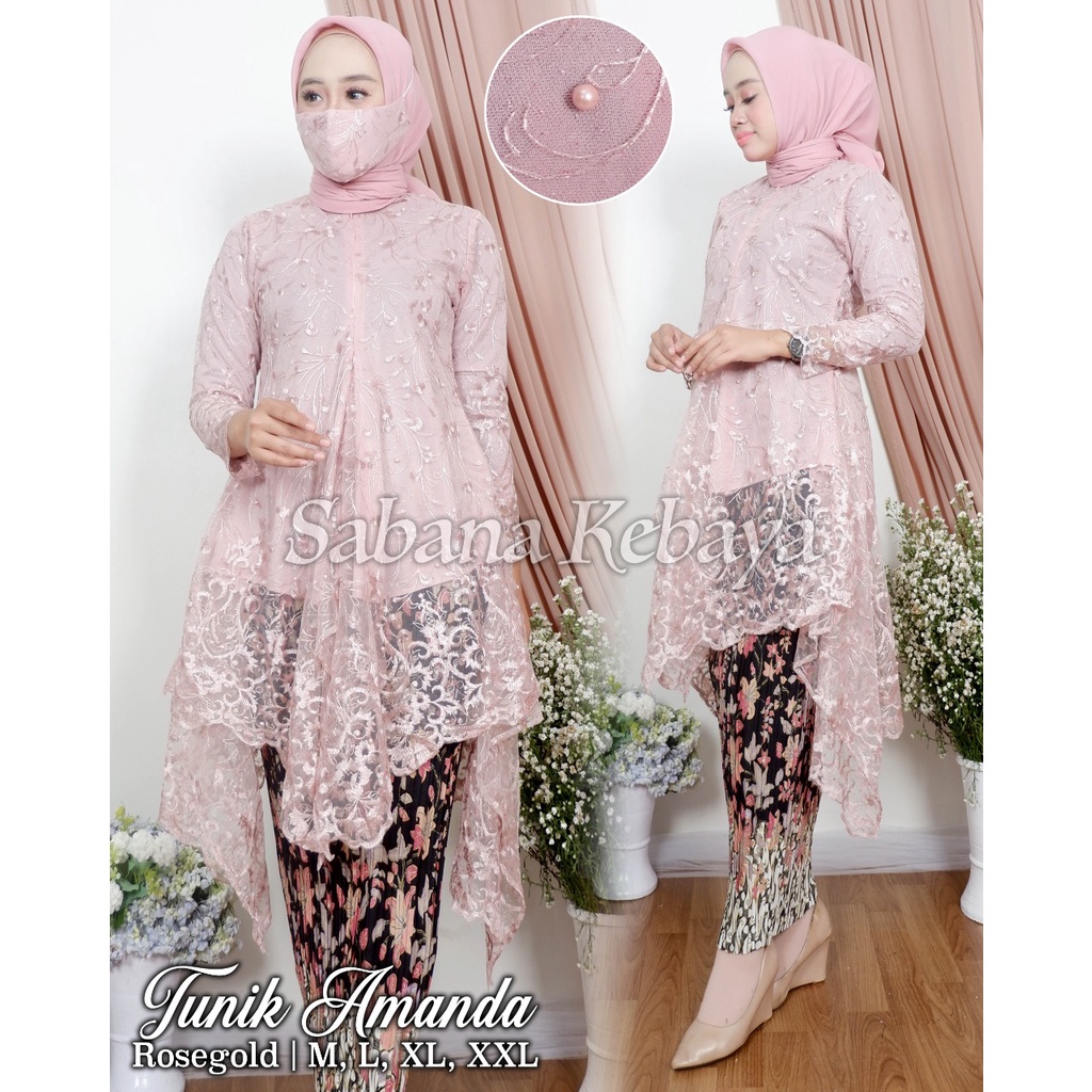 SAB&gt; SET KEBAYA AMANDA / KEBAYA BUSUI / BAJU KEBAYA MODERN / TUNIK TULLE BORDIR/ KEBAYA PESTA CANTIK