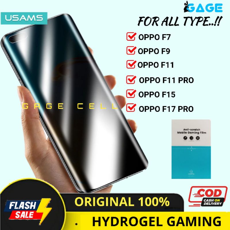 USAMS HYDROGEL ANTI GORES GAMING GLARE MATTE OPPO F7 F9 F11 F17 PRO F15  FULL LAYAR SCREEN PROTECTOR