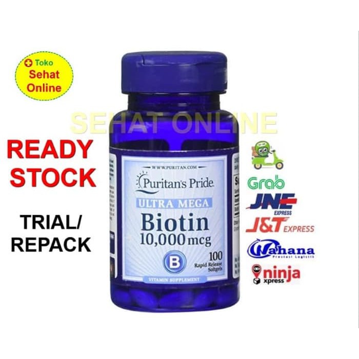 "Puritan Biotin 10000 mcg - 100 Softgels Puritan's Pride USA"