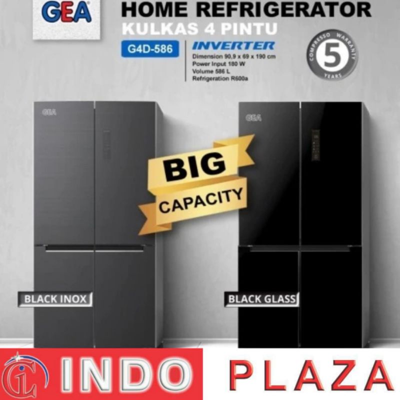 KULKAS GEA G4D-586 4 PINTU JUMBO SIDE BY SIDE INVERTER