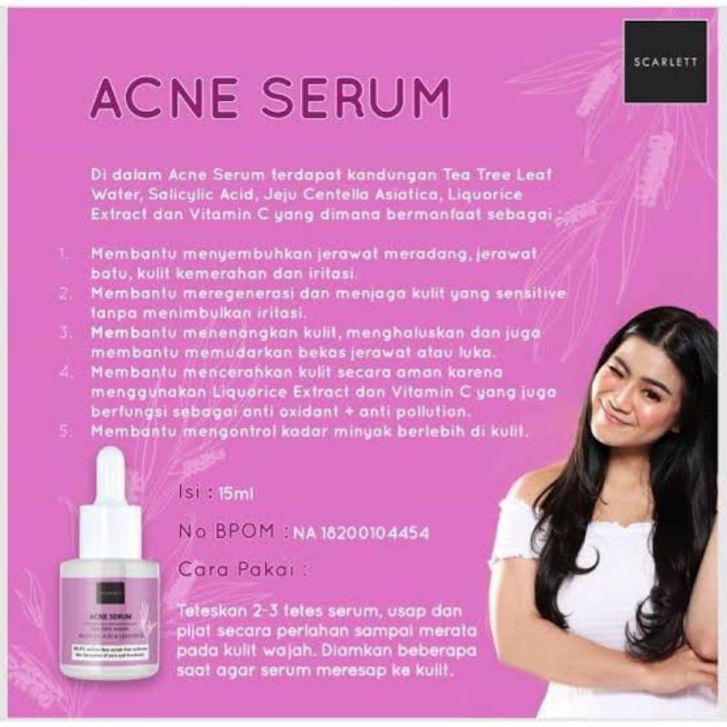 Scarlett whitening Serum Pemutih Perawatan Pencerah Wajah Glowing Penghilang Bekas Jerawat Original