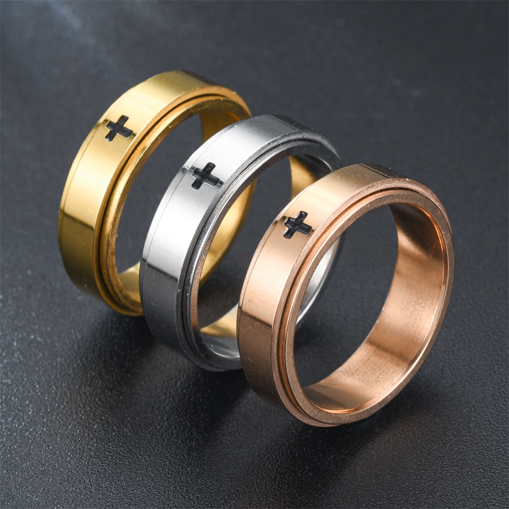 Cincin Titanium Steel Lapis Emas 18k Model Terbuka Gaya Retro Untuk Wanita