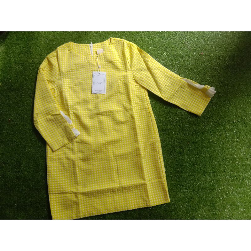 tunik polkadot kuning kenari