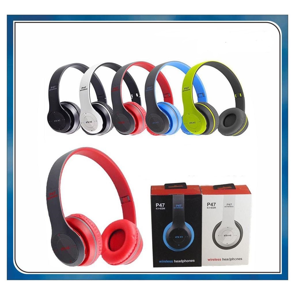 HEADPHONE BLUETOOTH P47 WIRELESS STEREO PRO BASS / HEADSET/HANDSFREE P47 BANDO GAMING WIRELESS