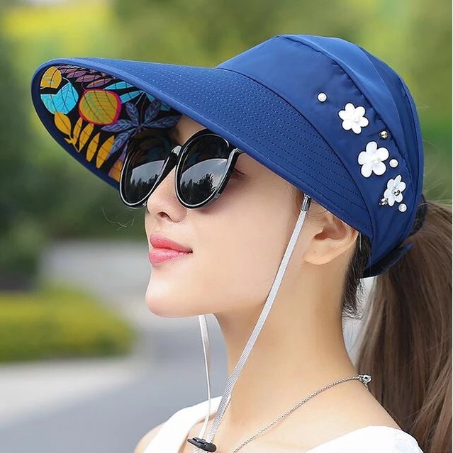 Topi Pantai Wanita Korea Kekinian Motif Bunga Golf Cap Visor Girl Fashion BEST K1