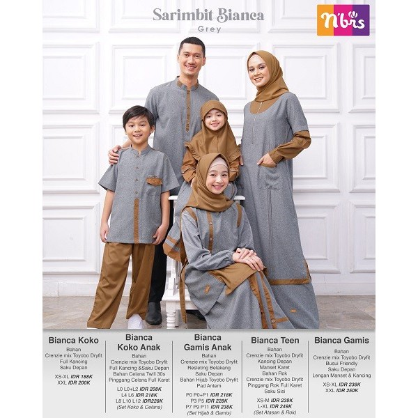 BAJU COUPLE NIBRASBIANCA GREY BAJU COUPLE PASANGAN BAJU COUPLE KELUARGA BAJU NIBRAS COUPLE BAJU COUP