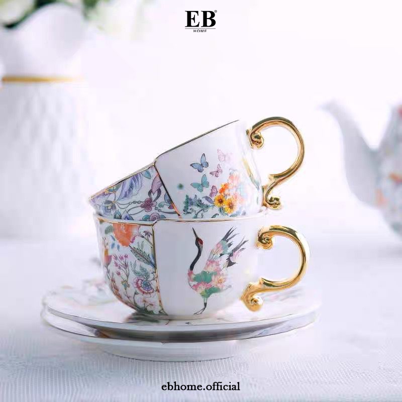 Cangkir Keramik Set / Cangkir Kopi Teh / Gelas Mewah Tea Set 7/2