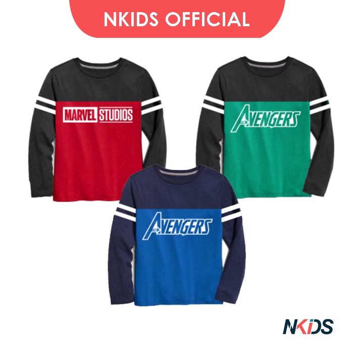 Kaos Lengan Panjang Anak Laki-laki Kombinasi NKIDS 1-10 Tahun