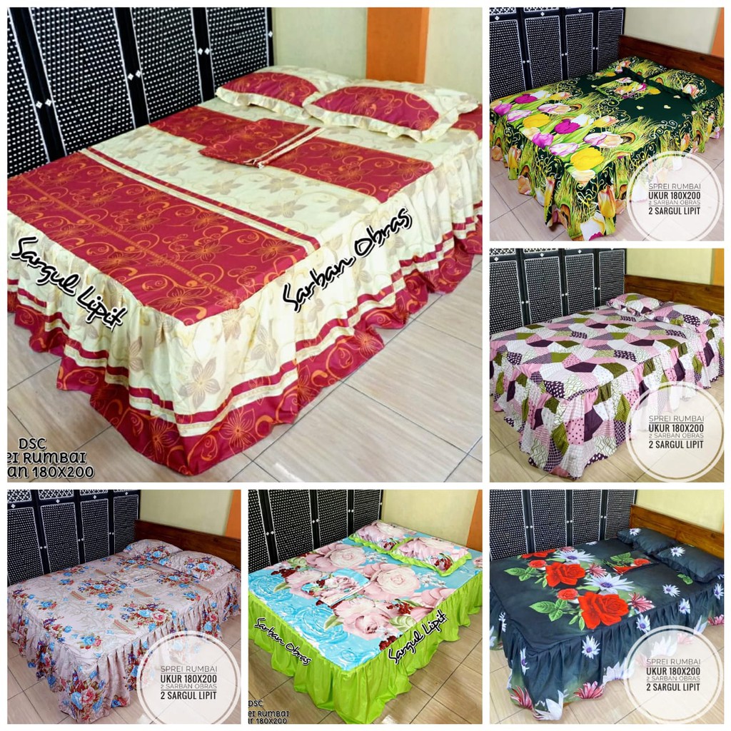SPREI RUMBAI HOMEMADE GROSIR HOMEMADE 180X200X45CM / GROSIR SPREI / SPREI MURAH sprei terlaris