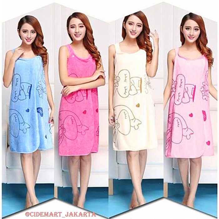 [BISA COD] BAJU HANDUK DRESS / KIMONO MANDI MOTIF MULTIFUNGSI DEWASA - WEARABLE TOWEL - MENYERAP AIR