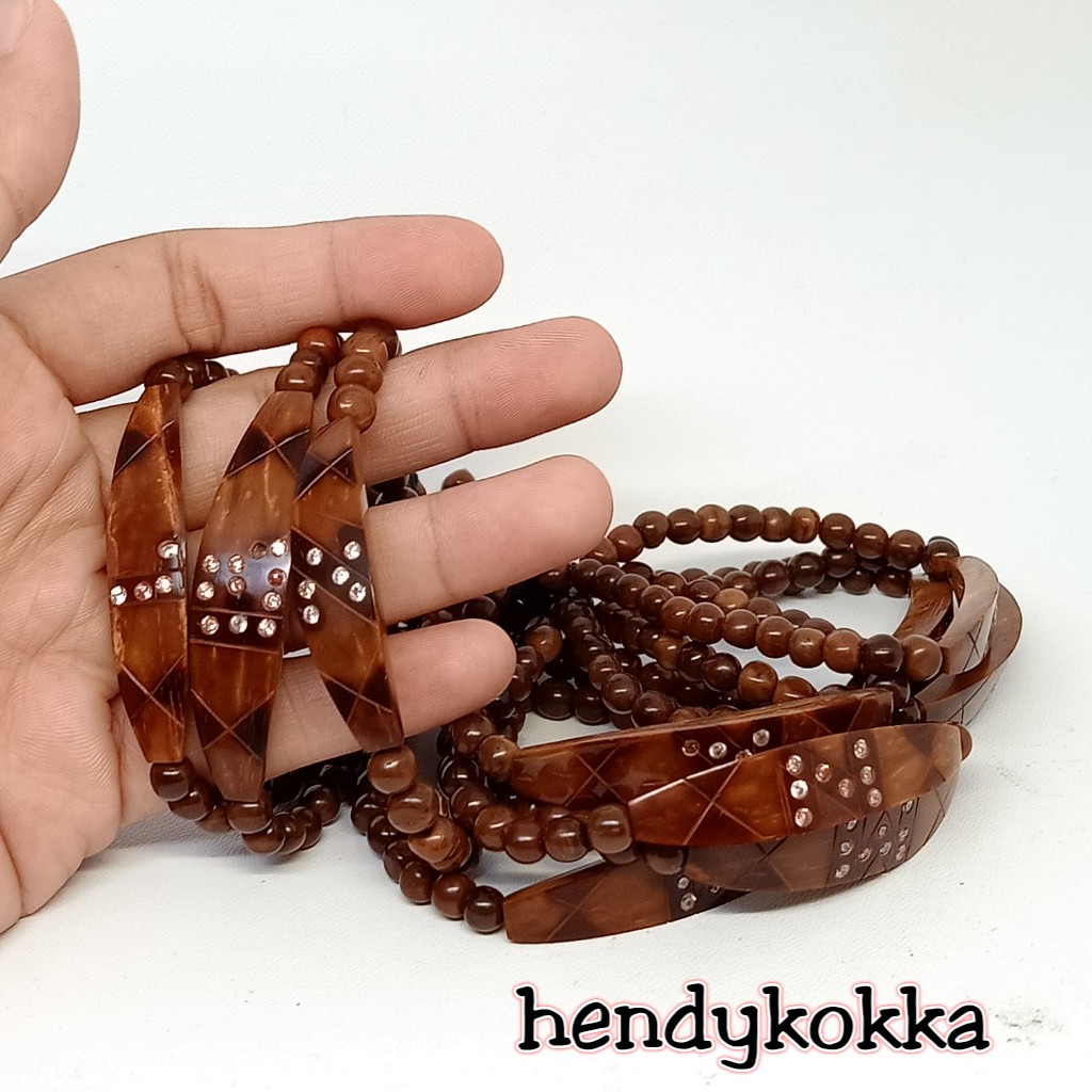 10 gelang kokka kaukah plat mata huruf coklat